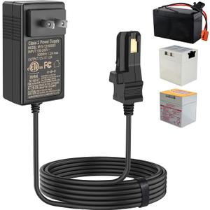 EGK 12V Battery Charger with 6.6Ft Cable for All Power Wheels 12 Volt Ride-on Toys for Fisher-Price Gray and Orange Top