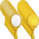 Qunclay Vintage Handheld Mirror Embossed Portable Hand Mirror with Handle for Small Compact Travel Makeup(Gold,24 Pcs)