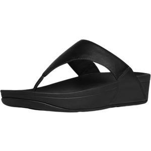 FitFlop Women's Lulu Leather Toe-Post Thong Sandals (8, Black 2)