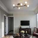 Black and Gold 5-Light Mid Century Modern Sputnik Semi Flush Ceiling Light