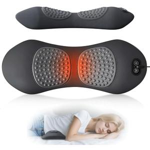 3-in-1 Smooth Triple Fusion Back Massager with Airbag & Heat | Adjustable Height for Bed & Chair | Back Support & Massage Pillow for Relaxation (Black)