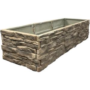Raised Garden Bed Tan/Brown Ledgestones Composite Polyurethane Natural Look Stone Garden Planter Box (6-Pack)