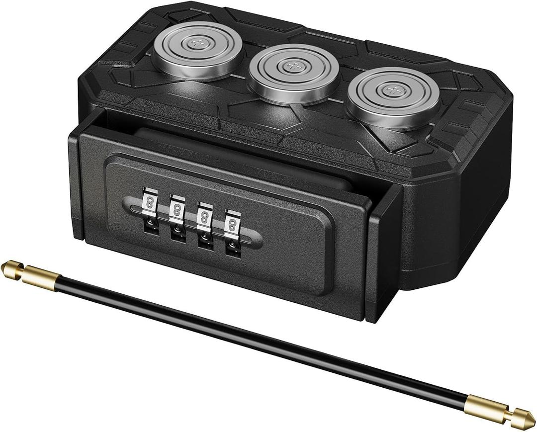 Magnetic Key Lock Box,Magnetic Key Holder Under car,Key Holder Magnetic,Hide a Key Outside,Waterproof Magnetic Key Hider,4 Combinations & Dual Mounting