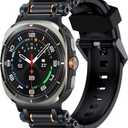 TAURI Designed for Samsung Galaxy Watch Ultra Bands 47mm (2025/2024) [Durable Liquid Silicone Strap + Stainless Steel Metal Connector] Military Rugged Band for Galaxy Watch 7/8 Ultra Men Women, Black