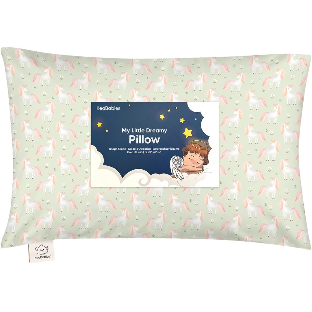 Toddler Pillow with Pillowcase - 13x18 My Little Dreamy Kids Travel Bed Pillows for Sleeping, Organic Cotton Small Pillowcase, Soft & Breathable, Machine Washable, Toddlers 2-5 years old (Grace)