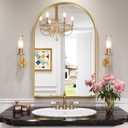 Brightify Arched Mirror, Arched Wall Mirror, 28 x 40 Inch Gold Arch Mirror, Metal Frame Gold Bathroom Mirror, Arched Top Bathroom Vanity Mirror for Living Room Bedroom Mantel Entryway Hallways