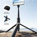Lamicall 65" Phone Tripod & Selfie Stick - [Tap-to-Open] iPhone Tripod with Remote & Cold Shoe, Aluminum Phone Stand for Recording Compatible with iPhone for Video Record Live Vlog Mothers Day Black