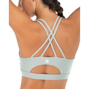 RUNNING GIRL Sports Bras for Women,Padded Sports Bra Tank Top Sexy Crisscross Back High Impact Longline Workout Yoga Bra (Green, L)