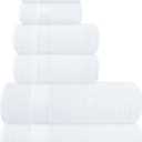 Elvana Home Ultra Soft 6 Pack Cotton Towel Set, Contains 2 Bath Towels 28x55 inch, 2 Hand Towels 16x24 inch & 2 Wash Coths 12x12 inch, Ideal Everyday use, Compact & Lightweight - White