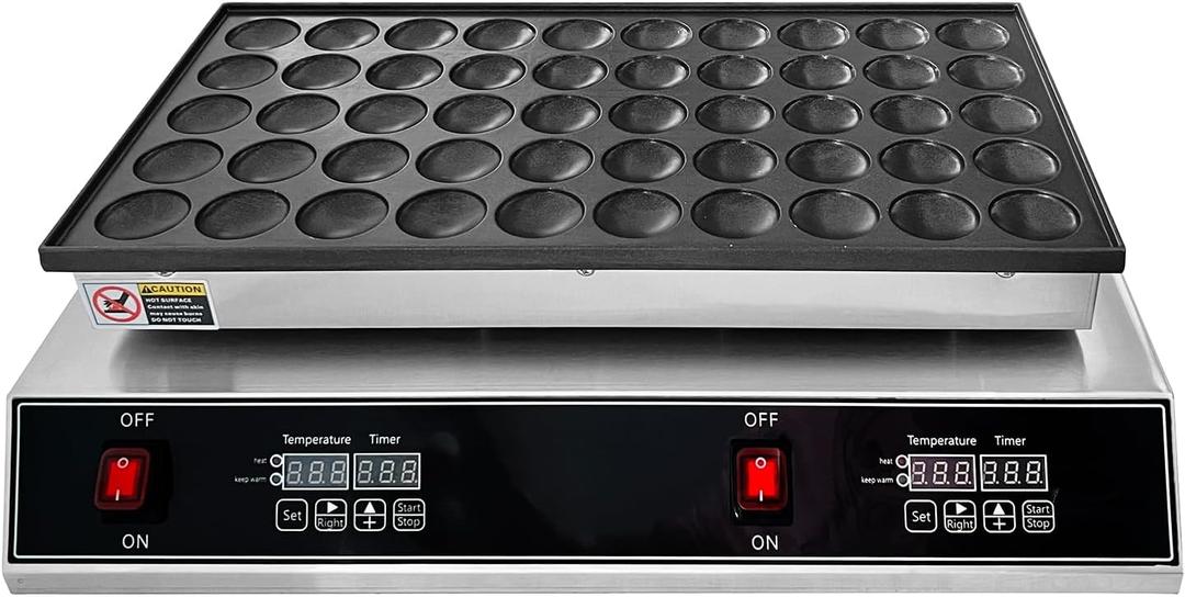 Mini Dutch Pancake Baker Commercial Electric Non-stick Waffle Maker Machine Muffin Maker for Home and Restaurants Makes 50PCS of 1.8 Inches Pancakes 1700W