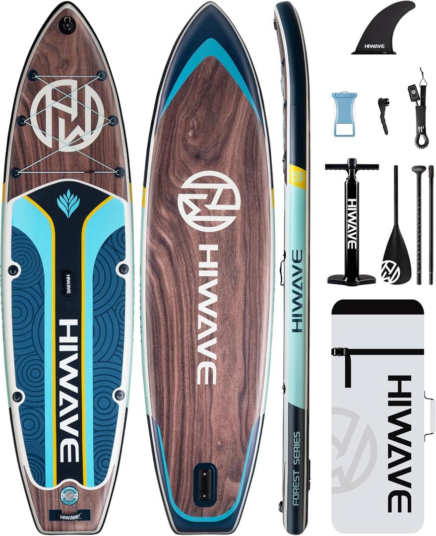 Inflatable Paddle Board 11 '* 34 "* 6" Extra Wide Sup Board, 420lb Capacity Paddle Board for Adults, Suitable for Sea and Lakes, 2+1Family Board