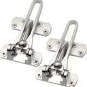 Topbuti Home Security Door Lock, 2 Pack Latch Guard Clasp Front Door Locks for Kids, Home Reinforcement Lock for Swing-in Doors, Hotel Door Latches, Thicken Solid Aluminium Alloy, Satin Nickel