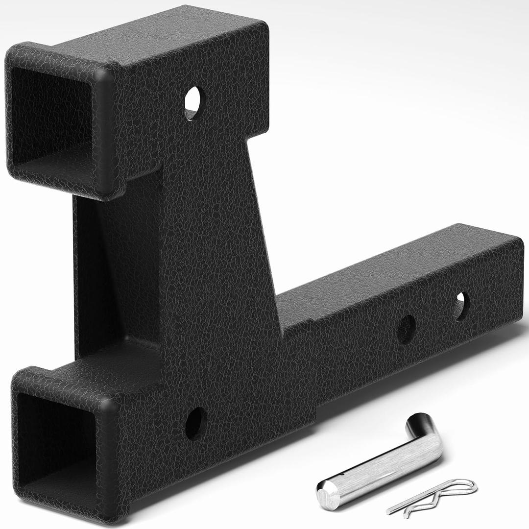 Dual Hitch Receiver 2 Inch, Heavy Duty Double Hitch Receiver for 2" Receiver, 5000 Lbs Capacity with Hitch Pins