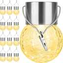 12Pack Hanging Outdoor Solar Lights - Decorative Cracked Glass LED Ball Lights Waterproof Tree Solar Powered Globe Lights with Handle for Garden Yard Patio Fence Christmas Decoration, Warm White