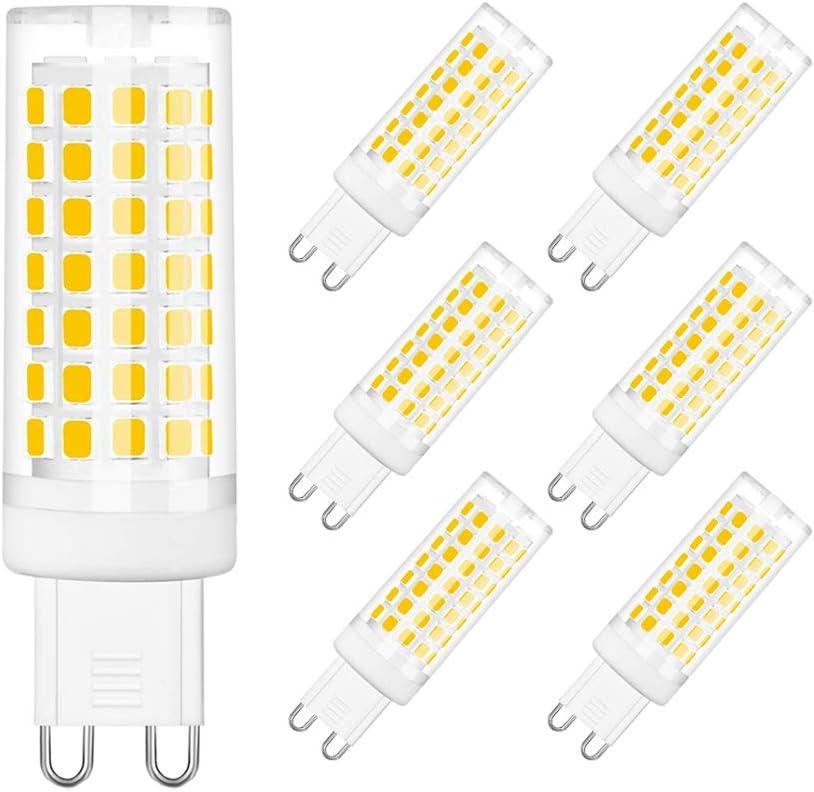G9 LED Bulb, 6W G9 LED Bulb Dimmable, G9 Halogen Bulb 60 Watt Equivalent, Warm White 3000K G9 Bulb 550 Lumen,6-Pack