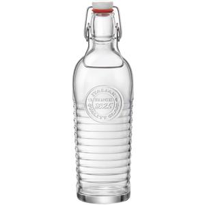Bormioli Rocco Officina Water Bottle | 37.25 oz, Italian Glass Pitcher | Airtight Seal & Metal Clamp | Easy To Carry Handle, Dishwasher Safe & Eco-Friendly | Safe For Infused & Carbonated Drinks