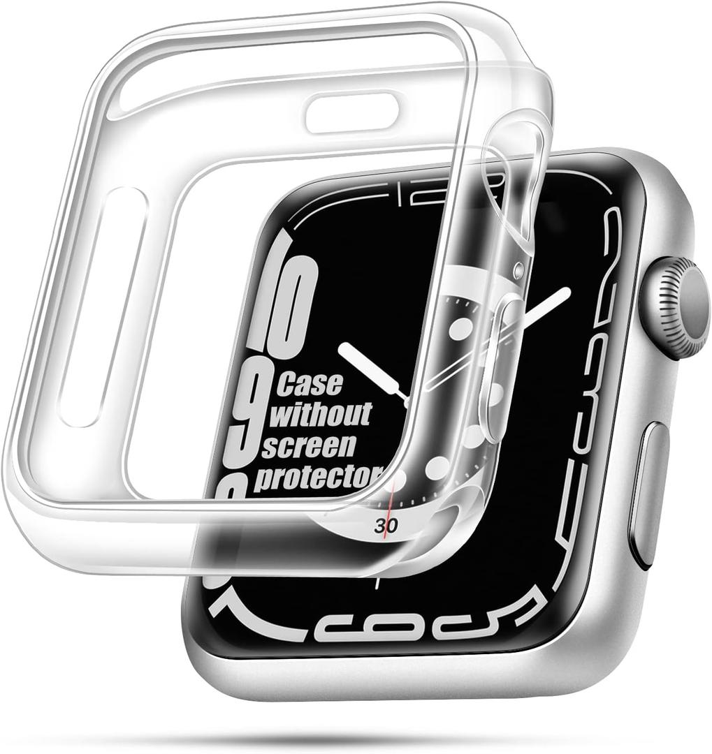 top4cus 38mm Case Soft Flexible Lightweight Anti-Scratch Overall Protective 38mm Iwatch Waterproof Cover Case Shiny Workout Shockproof Bumper Compatible with Apple Watch Series 3/2/1 - Clear