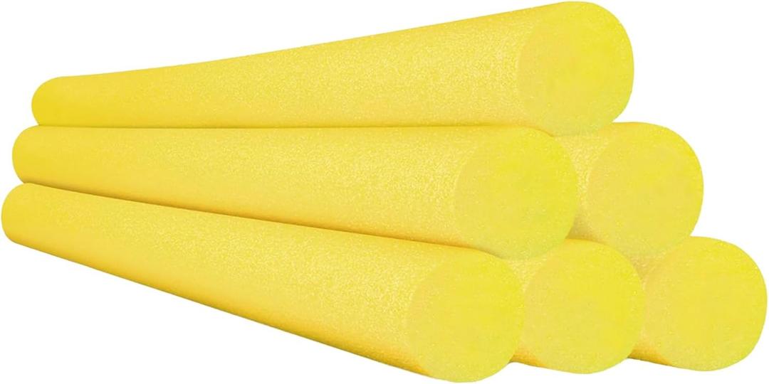 Chochkees Yellow Pool Noodles Swimming Solid Core Foam Tube, Floating Thick Noodles for Floating, Pool Accessories, 52" (6-Pack)