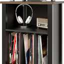 LIDYUK Record Player Stand, Vinyl Record Storage Table End Table with Display Shelf Holds up to 130 Albums, Large Nightstand Wood Turntable Stand Cabinet Side Table for Living Room, Bedroom, Black