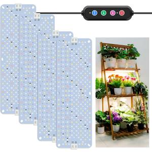 40W Ultra-Thin Panel Full Spectrum Grow Lights, 768 LEDs Growing Light for Indoor Plants with Daisy Chain Function, Grow Lights for Seed Starting with 4/8/12/16/20H Auto On/Off Timer (4pcs)