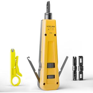 VCELINK Punch Down Impact Tool with 110 and 66 Blades, Network Wire Punch Down Impact Tool Kit, Keystone Impact Terminal Insertion Tools, Network Cable CAT6A/CAT6/CAT5/CAT3 Stripper
