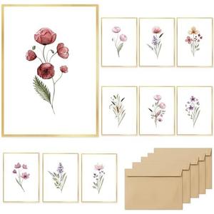 slapaflife Blank Cards,Elegant Gold Foil Floral Design Blank Greeting Cards 4x6,20Pack -Blank Greeting Cards,Formal All Occasion Cards,Note Cards with Matching Peel-and-Seal Rustic Envelopes