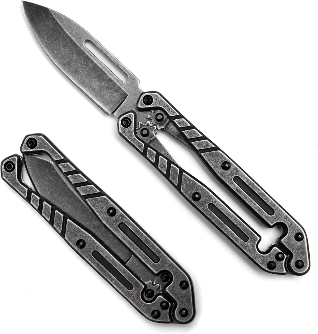 Automatic Utility Knife,All Metal Construction Carbon Stainless Steel Blade,Quick Change Retractable Box Cutter,3.1" Blade Small EDC Knife,Great Gift for Men Grey