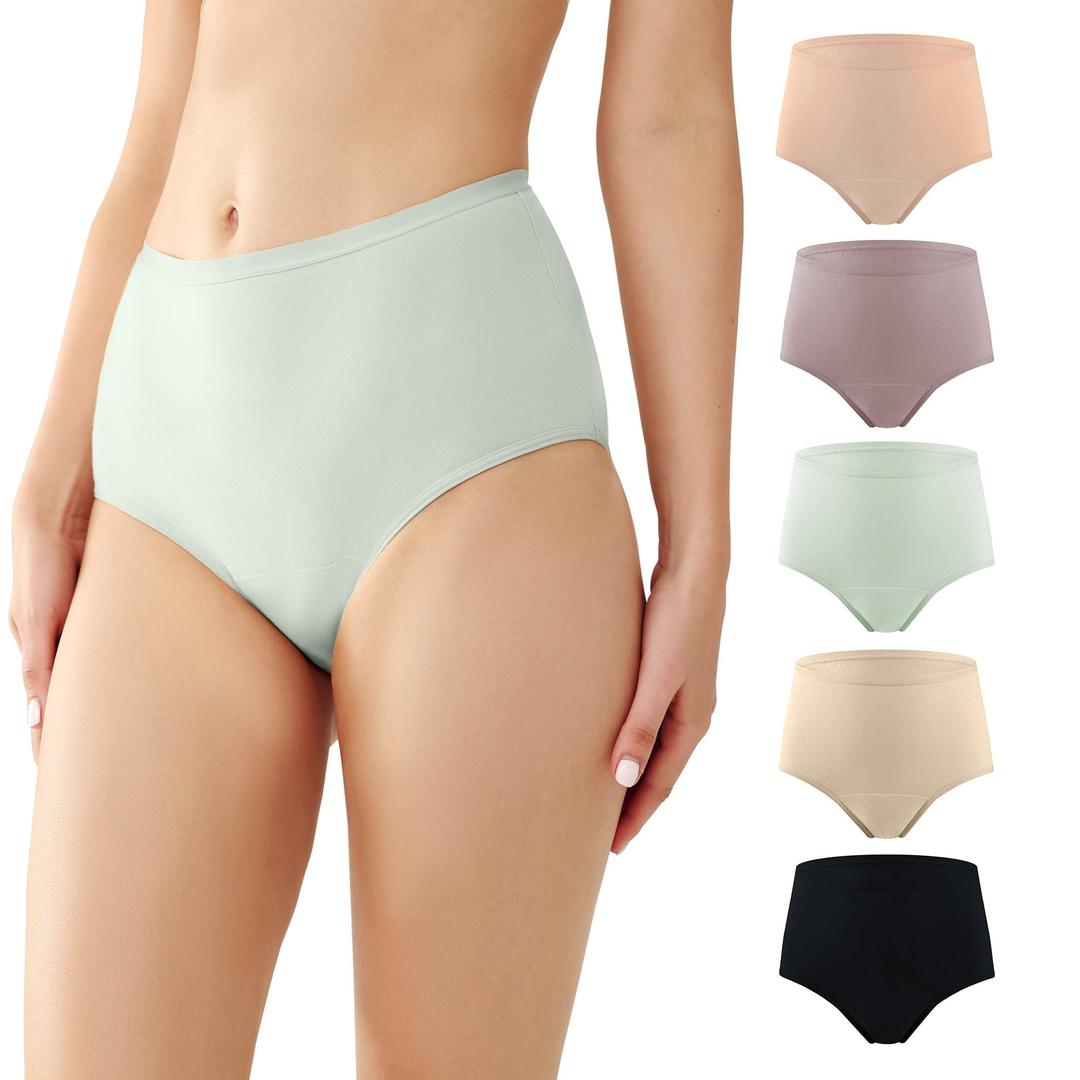 BATTEWA Washable Absorbency Incontinence Regular Underwear for Women, Reusable Leak Proof Protection Panties for Bladder Leakage(5Color, Small, 5 Pack)