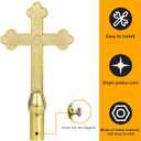 Gold Plastic Church Cross for Indoor or Parade Flagpole Finial Topper, for 1" Diameter Flagpoles