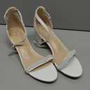 PARTY Women's Open Toe Ankle Strap Low Block Chunky Heels Sandals (White, 8.)