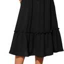 High Waist Tiered Skirts for Women Flowy Skirts for Women Below Knee with Pockets 2025 Fashion Trendy (Large, A-01 Black)