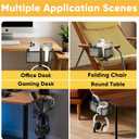 4 in 1 Metal Clip On Cup Holder Attachment for Gaming Desk or Table, Fits up to 40oz Cups, Sturdy and Easy to Clamp, Attachable Anti-Spill Cup Holder for Chair, Bedside, Bottles, Drinks - Black