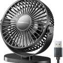 SWEETFULL USB Desk Fan Small Quiet - 3 Speeds Mini Personal Portable Fan 360 Rotation Adjustable, 5.5 Inch Office Table Cooling Gadgets on Desktop (Black)