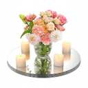 Amyhill 8 Pcs Round Mirrors for Centerpieces Table Decorations Acrylic Circle Mirrors Tray Candle Plates for Wedding Baby Shower Birthday Party Bulk Supplies(14 Inch)