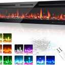 EUHOMY 60 Inch Electric Fireplace Wall Recessed and Wall Mounted with Adjustable Flame Color, Fireplace Heater with Remote Control, Linear Fireplace with Timer, Touch Screen, Log & Crystal, 750/1500W