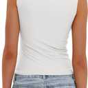 Darong Women's High Neck Tank Top Sleeveless Double Lined Basic Tops Going Out Casual Tank Shirts (White, M)