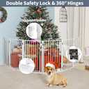 Metal Freestanding Dog Gates with Door for Outdoor Indoor,120'' Extra Wide 32'' Tall Free Standing Dog Gate for Doorways,Large Openings,Deck,Yard,Porch,Foldable Pet Fence(White,6 Panels)