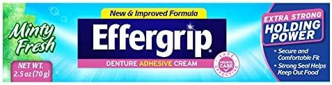 5 Pack Effergrip Denture Adhesive Cream, Extra Strong Holding Power, 2.5 oz, 