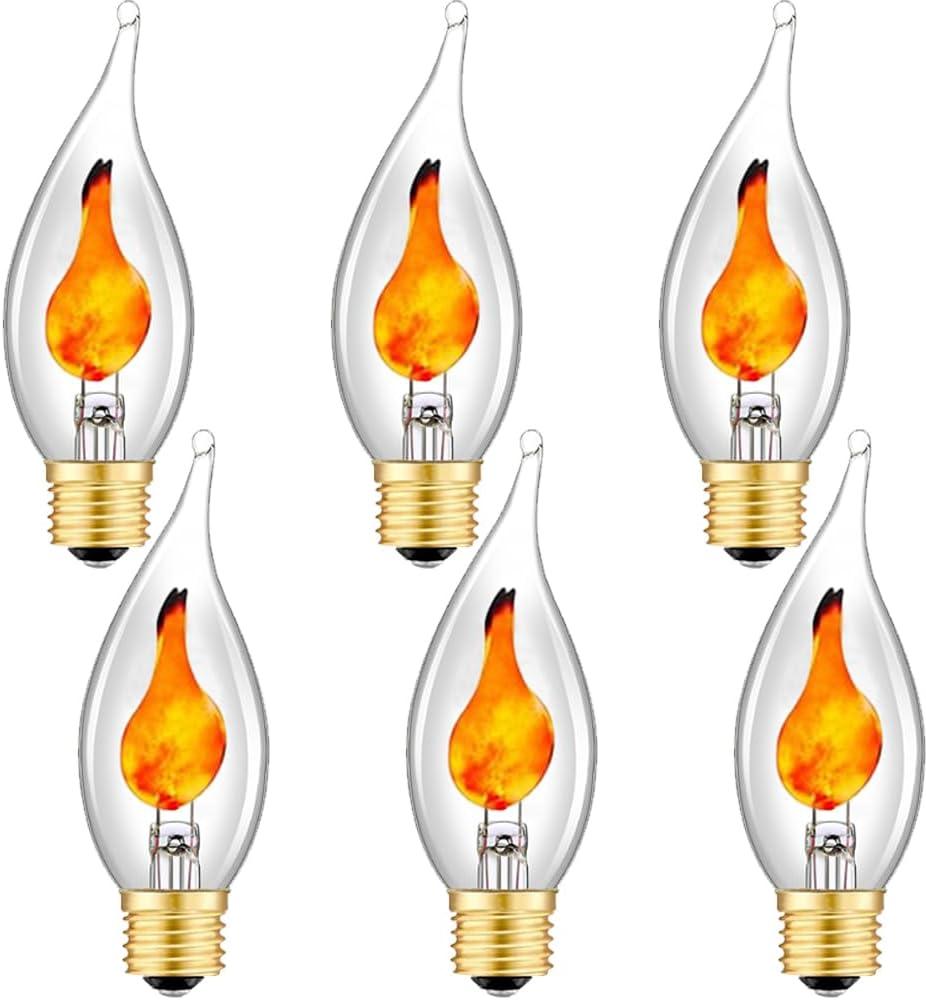 Flickering Flame Light Bulb, E26 Base Decorative Bulb for Halloween & Christmas, 3 Lighting Modes (Flicker/Breathing/Steady), Indoor/Outdoor Accent Lighting, Not Dimmable