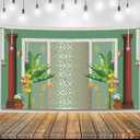 KatchOn, Indian Pooja Backdrop Decoration - 7.5X5 Feets | Green Banana Tree Banner for Ugadi, Vasant Panchami, Maha Shivaratri | Banana Leaf Backdrop Decoration | Annaprasana Decoration Backdrop