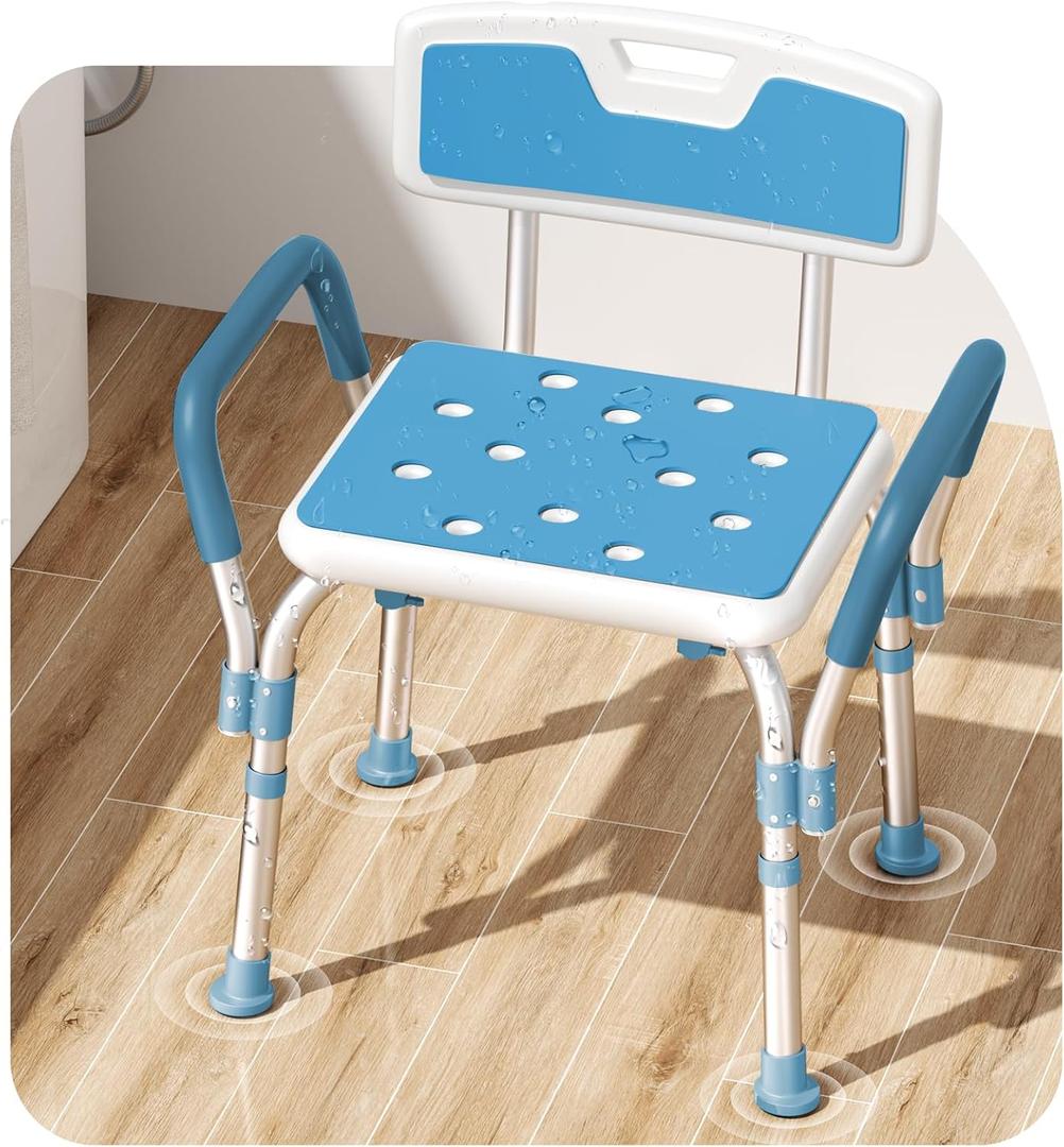 Shower Chair for Inside Shower [Military Grade] [500 lbs Heavy Duty] Shower Seat with Arms and Back for Bathtub, [FSA/HSA Eligible] Height Adjustable Safety Bath Seat for Elderly and Disabled, Adults