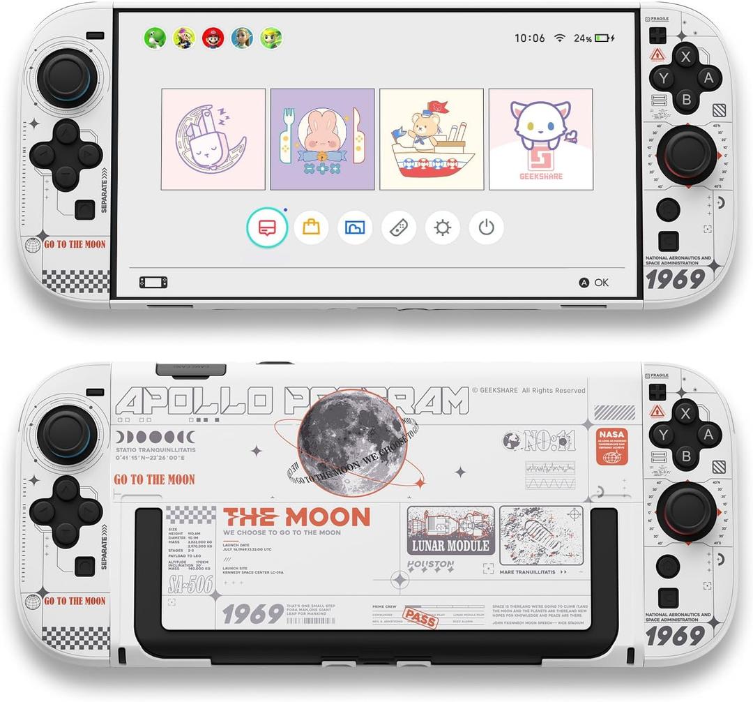 GeekShare Hard Case Compatible with Nintendo Switch 2 (2025), Anti-Scratch Dockable Protective Cover for Switch 2 with Detachable Joy Con, The Moon (Moonlight White)