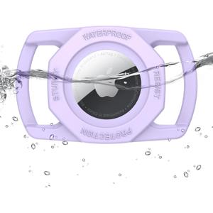 SANKALA Airtag Dog Collar Holder, Waterproof Airtag Case for Dog Collar, TPU & Silicone Full Body Covered Anti-Lost Apple Air Tag Collar Holder Protective Airtag Case for Pet Collar, Purple