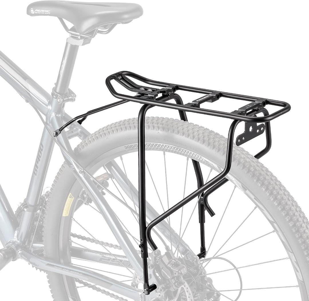 Bike Rear Rack - Bicycle Pannier Rack Compatible with MIK System, Bike Cargo Rack for Disc Brake/Non-Disc Brake Mount - Height Adjustable for 26"-29" Frames