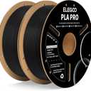 ELEGOO PLA PRO Filament 1.75mm Black 2KG, Improved Rigidity Easy to Print 3D Printer Filament Dimensional Accuracy +/- 0.02mm, 2pcs 1kg Spool (2.2lbs) for Most FDM 3D Printers