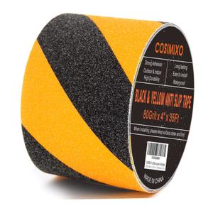 COSIMIXO 4" x 35Ft Black & Yellow Heavy Duty Anti Slip Tape for Stairs Outdoor/Indoor Waterproof Grip Tape Safety Non Skid Roll for Stair Steps Traction Tread Staircases Anti-Slip Strips