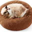 Bedsure Calming Cat Beds for Indoor Cats - Small Cat Bed Washable 20 inches, Anti-Slip Round Fluffy Plush Faux Fur Pet Bed, Fits up to 15 lbs Pets, Copper