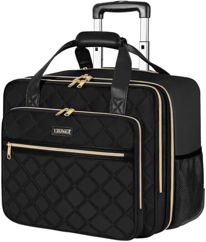 Ytonet Rolling Laptop Bag Women, Rolling Briefcase for Women, 17.3 Inch Laptop Bag with Wheels Rolling Computer Bag Laptop Case for Work Travel College Business Wife Mom Teacher, Black