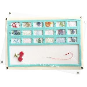 Svartur Seed Bead Mat with Lid, Solid Base Bead Sorting Tray with Built-in Felt Bead Mat & Magnetic Cover, Bead Board for Jewelry Making, Rhinestone Felt Tray for Seed Bead, Small Bead Under 4mm, Aqua