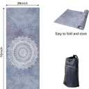 Hot Yoga Mat Towel with Corner Pockets Yoga Towels for Hot Yoga Non Slip with Travel Bag Sweat Absorbent Yoga Blankets Mat Cover for Workout Gym 70"x26" (Blue Flower-02, 70x26)